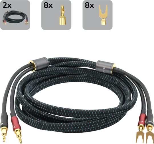 TRANSFORM DUAL-PLUG出色的揚聲器電纜套件，帶可互換插頭電纜接線片